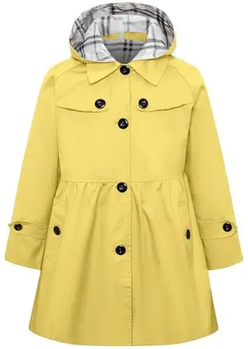 Betusline Girl's Single Breasted Trench Coat Dress Coat Outerwear, 2-14 Years - BETUSLINE