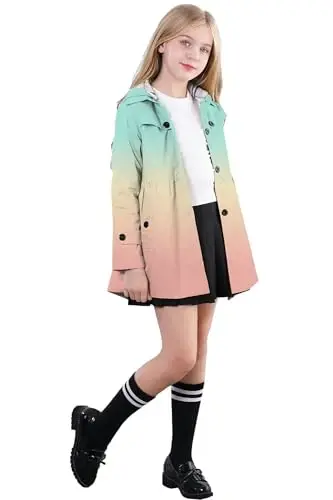 Betusline Girl's Single Breasted Trench Coat Dress Coat Outerwear, 2-14 Years - 3