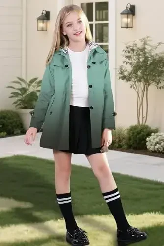 Betusline Girl's Single Breasted Trench Coat Dress Coat Outerwear, 2-14 Years - 2