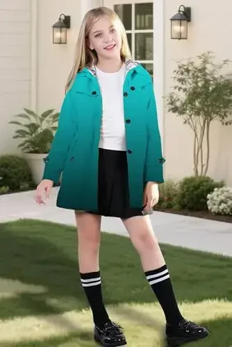 Betusline Girl's Single Breasted Trench Coat Dress Coat Outerwear, 2-14 Years - 2