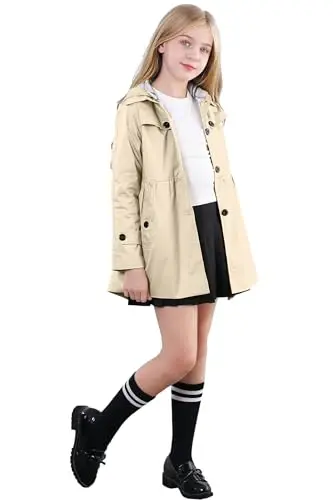 Betusline Girl's Single Breasted Trench Coat Dress Coat Outerwear, 2-14 Years - 3