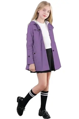 Betusline Girl's Single Breasted Trench Coat Dress Coat Outerwear, 2-14 Years - 2