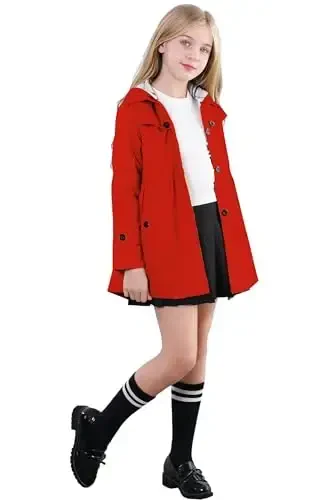 Betusline Girl's Single Breasted Trench Coat Dress Coat Outerwear, 2-14 Years - 3