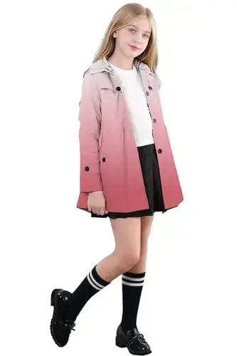 Betusline Girl's Single Breasted Trench Coat Dress Coat Outerwear, 2-14 Years - 3