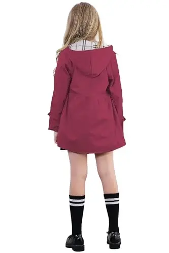 Betusline Girl's Single Breasted Trench Coat Hooded Dress Coat Outerwear, 2-14 Years - 4