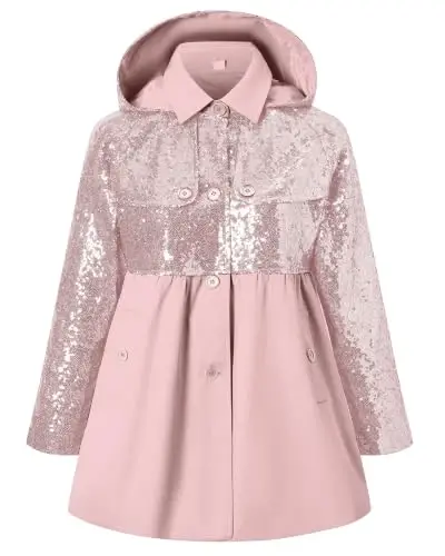 Betusline Girl's Single Breasted Trench Coat Hooded Dress Coat Outerwear, 2-14 Years - 1