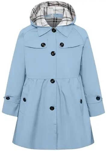 Betusline Girl's Single Breasted Trench Coat Hooded Dress Coat Outerwear | Lightweight, Windbreaker Jacket, detachable hat, Daily Outerwear, School clothes, Casual, Travel, Outdoor, 2-14 Years - Betusline