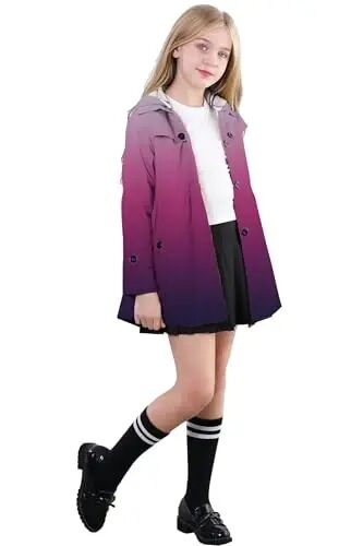 Betusline Girl's Single Breasted Trench Coat Hooded Dress Coat Outerwear, 2-14 Years - 9