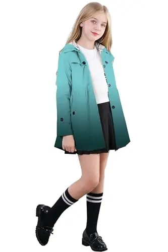 Betusline Girl's Single Breasted Trench Coat Hooded Dress Coat Outerwear, 2-14 Years - 3