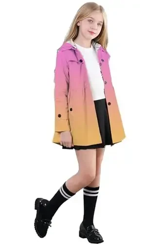 Betusline Girl's Single Breasted Trench Coat Dress Coat Outerwear, 2-14 Years - BETUSLINE (1)