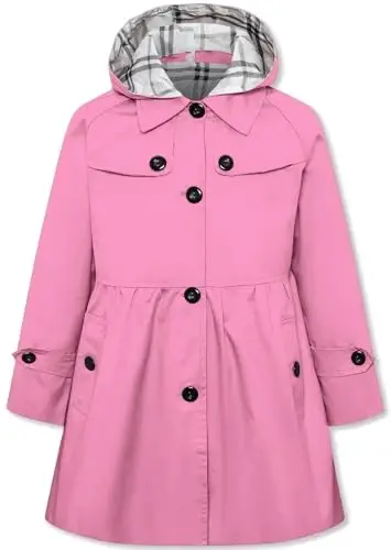 Betusline Girl's Single Breasted Trench Coat Dress Coat Outerwear, 2-14 Years 