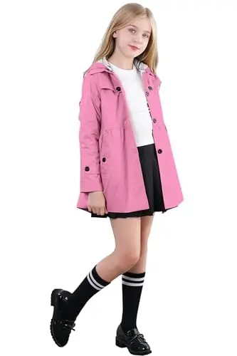 Betusline Girl's Single Breasted Trench Coat Dress Coat Outerwear, 2-14 Years - 3
