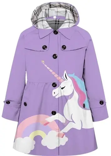 Betusline Girl's Single Breasted Trench Coat Dress Coat Outerwear, 2-14 Years 