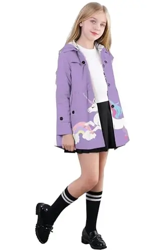 Betusline Girl's Single Breasted Trench Coat Hooded Dress Coat Outerwear, 2-14 Years - 3