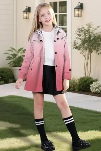 Betusline Girl's Single Breasted Trench Coat Dress Coat Outerwear, 2-14 Years - 2