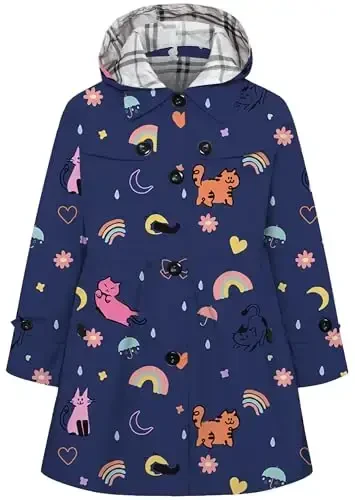 Betusline Girl's Single Breasted Trench Coat Dress Coat Outerwear, 2-14 Years - BETUSLINE