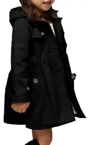 Betusline Girl's Single Breasted Trench Coat Dress Coat Outerwear, 2-14 Years - BETUSLINE