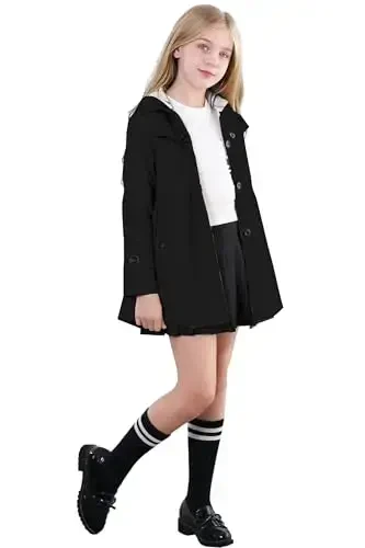 Betusline Girl's Single Breasted Trench Coat Dress Coat Outerwear, 2-14 Years - 3