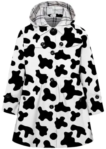 Betusline Girl's Single Breasted Trench Coat Hooded Dress Coat Outerwear, 2-14 Years - BETUSLINE