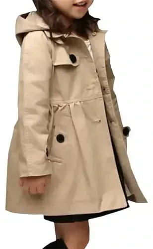 Betusline Girl's Single Breasted Trench Coat Dress Coat Outerwear, 2-14 Years 