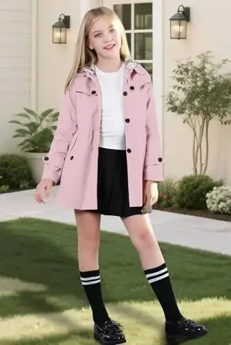 Betusline Girl's Single Breasted Trench Coat Dress Coat Outerwear, 2-14 Years - 5