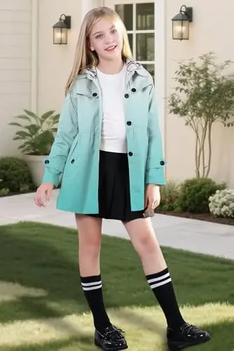 Betusline Girl's Single Breasted Trench Coat Dress Coat Outerwear, 2-14 Years - 2