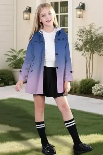 Betusline Girl's Single Breasted Trench Coat Dress Coat Outerwear, 2-14 Years - 2