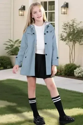 Betusline Girl's Single Breasted Trench Coat Dress Coat Outerwear, 2-14 Years - MODAZONE (1)