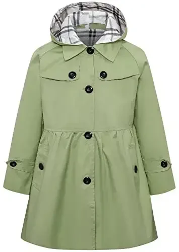 Betusline Girl's Single Breasted Trench Coat Dress Coat Outerwear, 2-14 Years - BETUSLINE