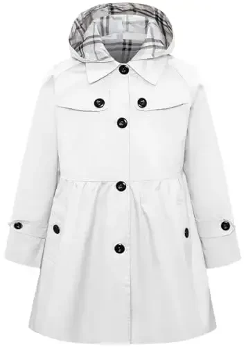 Betusline Girl's Single Breasted Trench Coat Dress Coat Outerwear, 2-14 Years - BETUSLINE