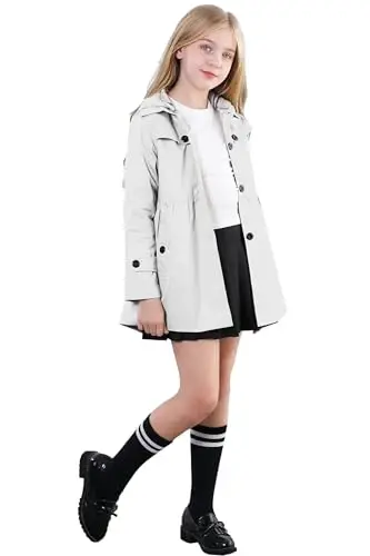Betusline Girl's Single Breasted Trench Coat Dress Coat Outerwear, 2-14 Years - 9