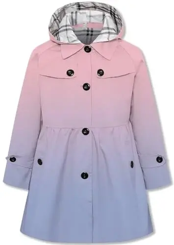 Betusline Girl's Single Breasted Trench Coat Dress Coat Outerwear, 2-14 Years - BETUSLINE