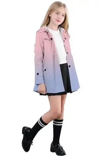 Betusline Girl's Single Breasted Trench Coat Dress Coat Outerwear, 2-14 Years - 3