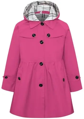 Betusline Girl's Single Breasted Trench Coat Dress Coat Outerwear, 2-14 Years 