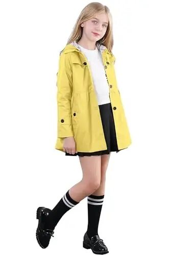 Betusline Girl's Single Breasted Trench Coat Hooded Dress Coat Outerwear, 2-14 Years - 3