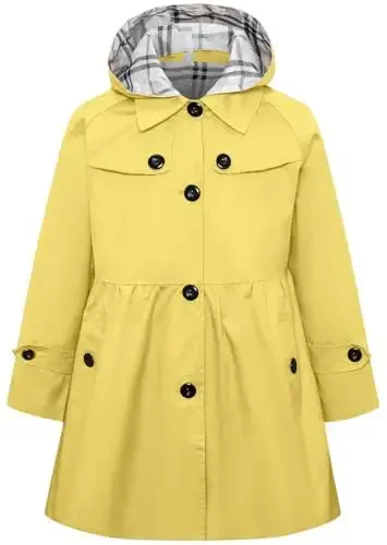 Betusline Girl's Single Breasted Trench Coat Dress Coat Outerwear, 2-14 Years 