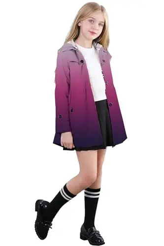 Betusline Girl's Single Breasted Trench Coat Dress Coat Outerwear, 2-14 Years - 3