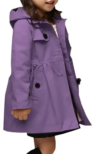 Betusline Girl's Single Breasted Trench Coat Hooded Dress Coat Outerwear, 2-14 Years - 6
