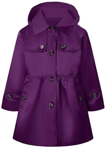 Betusline Girl's Single Breasted Trench Coat Dress Coat Outerwear, 2-14 Years 