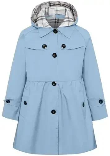 Betusline Girl's Single Breasted Trench Coat Dress Coat Outerwear, 2-14 Years - BETUSLINE