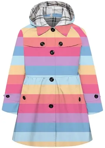 Betusline Girl's Single Breasted Trench Coat Hooded Dress Coat Outerwear, 2-14 Years - BETUSLINE