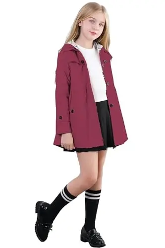 Betusline Girl's Single Breasted Trench Coat Hooded Dress Coat Outerwear, 2-14 Years - 3