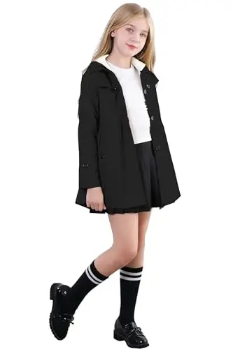 Betusline Girl's Single Breasted Trench Coat Hooded Dress Coat Outerwear, 2-14 Years - 3