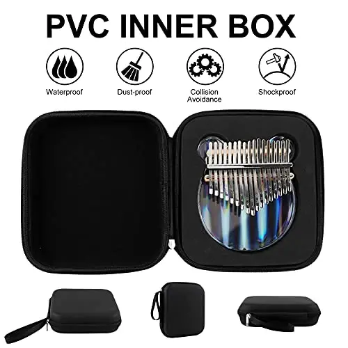 Beveetio Clear Kalimba Thumb Piano Eva himoyaviy qutisi bilan, Transparent Crystal Kalimba 17 kalitli, Bolalar uchun musiqiy sovg'alar, Ayıq shaklidagi barmoq pianino, Akril Mbira - 6