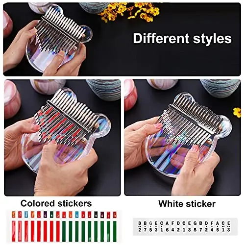 Beveetio Clear Kalimba Thumb Piano With Eva Protective Case, Transparent Crystal Kalimba 17 Key, Musical Instrument Gifts For Kids, Bear Shape Finger Piano, Acrylic Mbira - 3