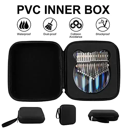 Beveetio Clear Kalimba Thumb Piano With Eva Protective Case, Transparent Crystal Kalimba 17 Key, Musical Instrument Gifts For Kids, Bear Shape Finger Piano, Acrylic Mbira - 6