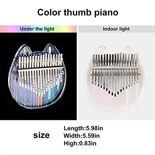 Beveetio Clear Kalimba Thumb Piano With Eva Protective Case, Transparent Crystal Kalimba 17 Key, Musical Instrument Gifts For Kids, Cat Shape Finger Piano, Acrylic Mbira - 2