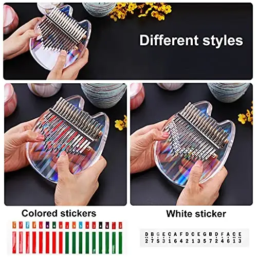 Beveetio Clear Kalimba Thumb Piano With Eva Protective Case, Transparent Crystal Kalimba 17 Key, Musical Instrument Gifts For Kids, Cat Shape Finger Piano, Acrylic Mbira - 3