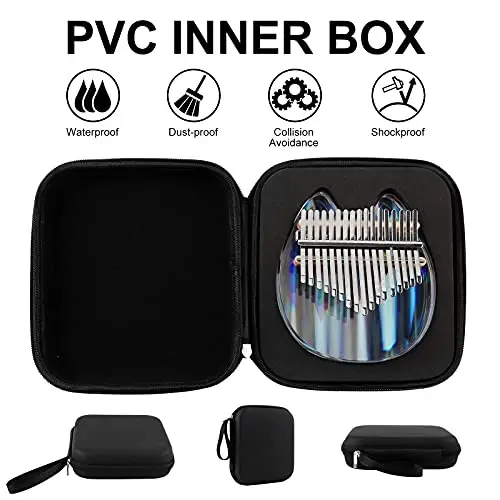 Beveetio Clear Kalimba Thumb Piano With Eva Protective Case, Transparent Crystal Kalimba 17 Key, Musical Instrument Gifts For Kids, Cat Shape Finger Piano, Acrylic Mbira - 6