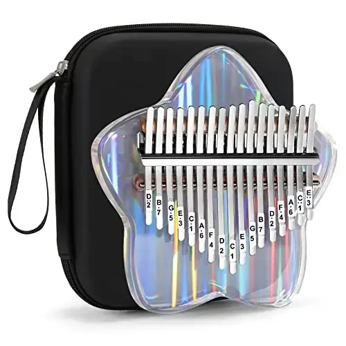 Beveetio Clear Kalimba Thumb Piano With Eva Protective Case, Transparent Crystal Kalimba 17 Key, Musical Instrument Gifts, Star Finger Piano, Acrylic Mbira… - 1